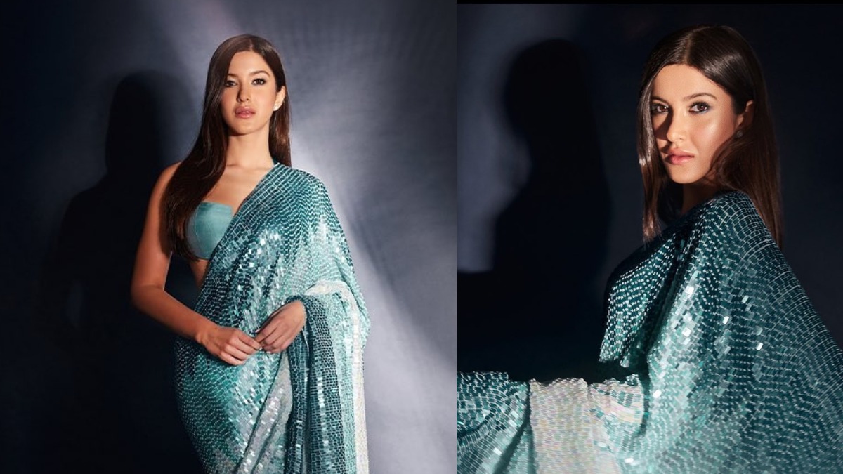 Style Quotient: Shanaya Kapoor Glistens Under Night Sky In A Stunning Icy  Blue Sequin Saree At Alanna's Wedding! - Woman's era