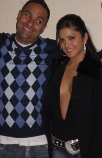 Actress Sunny Leone with stand-up comedian Russel Peter