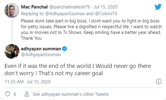 Adhyayan Summan Tweet