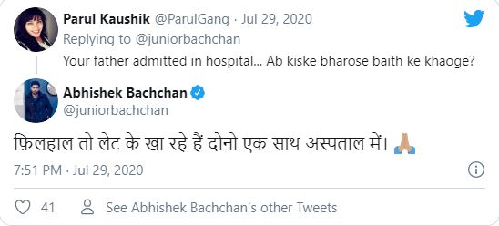 Abhishek Bachchan replied to troll