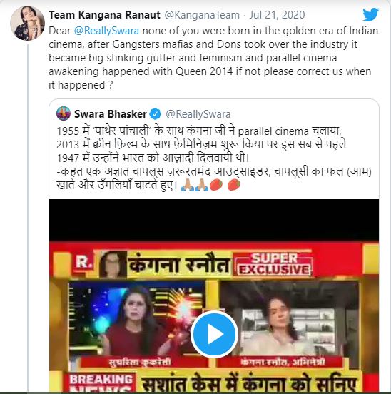 Kangana Ranaut slams Swara Bhasker