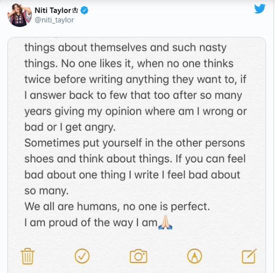 Niti Taylor post