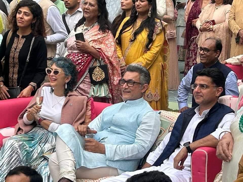 Aamir Khan with Kiran Rao and Sachin Pilot 