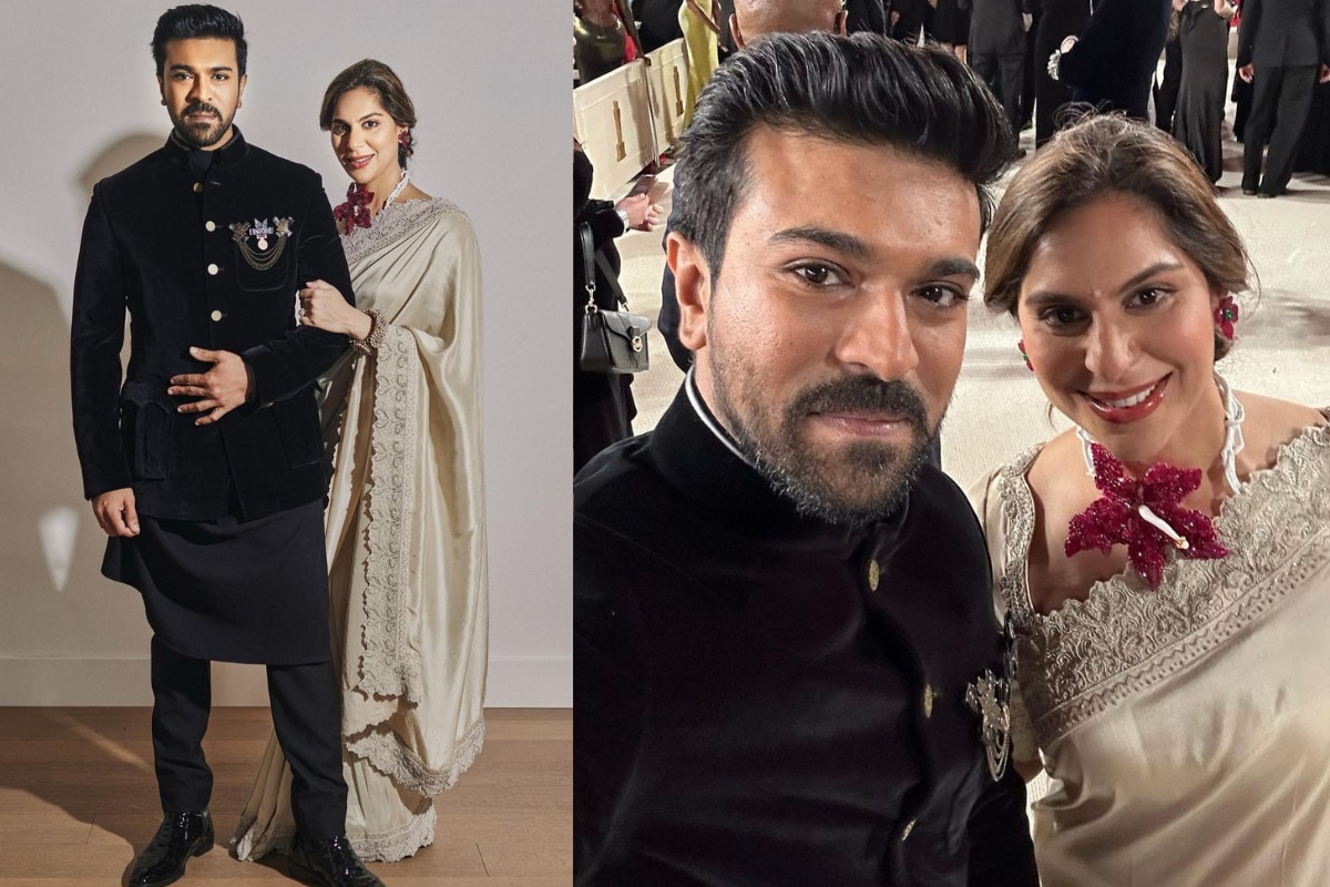 Ram Charan with his wife at Oscars 2023.