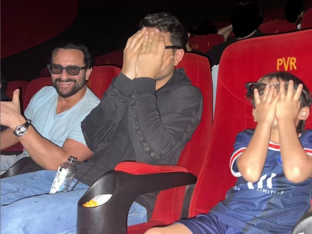 Saif Ali Khan's Sons, Taimur-Ibrahim Hide Faces While Watching 'Adipurush'; User Says' Baap Ki Buri Acting Ka Sadma'