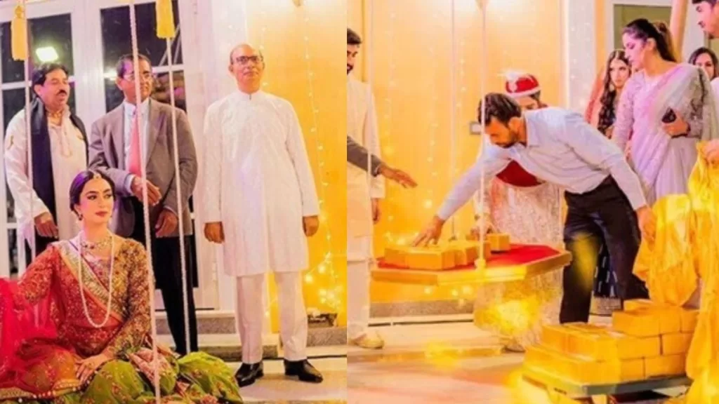 Pakistani Bride Weighed In 70 Kgs Gold Bricks In Dubai; User Says; 'No Food In The Country, Show-Off At Peak'