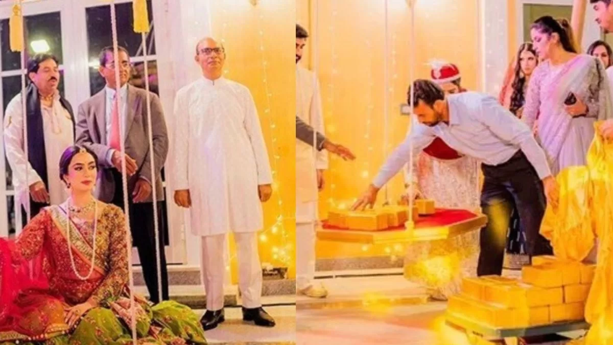 Pakistani Bride Weighed In 70 Kgs Gold Bricks In Dubai; User Says; 'No Food In The Country, Show-Off At Peak'