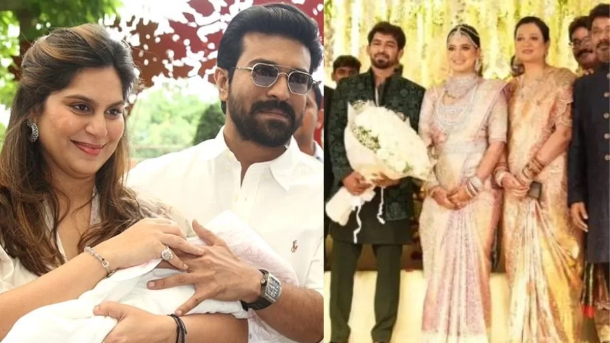Ram Charan-Upasana As Parents At Brahmanandam's Son's Reception; Newbie Mom's Saree Stoles Hearts!