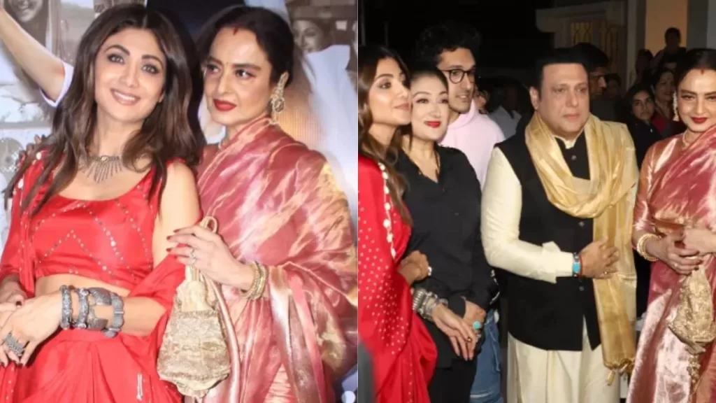 Rekha Attends The Screening Of Shilpa Shetty's Film, 'Sukhee', Looks Graceful In A Pink Silk Saree!