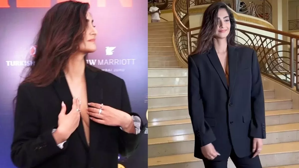 Sonam Kapoor Gets Spotted Adjusting Her Plunging Neckline; User Says: 'Anil Kapoor Ka Coat Pehn Liya'