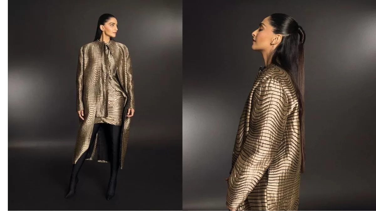 Sonam Kapoor Steals the Spotlight in Glamorous Gold Red Carpet Ensemble With Stylish Long Jacket