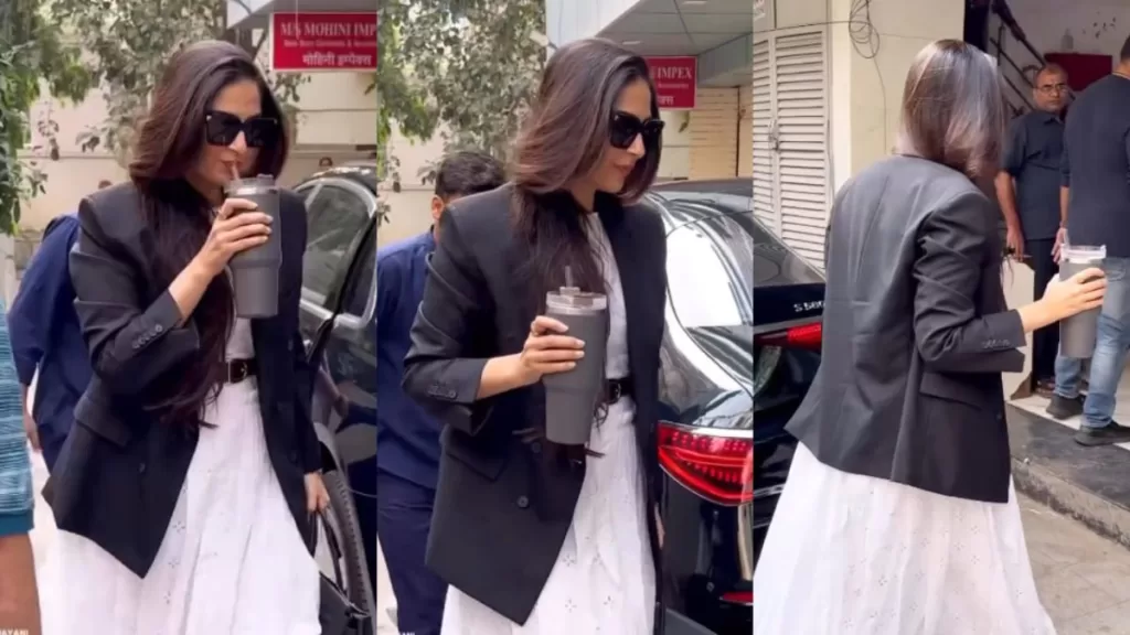 Sonam Kapoor's Effortless Style: Black Blazer Elevates White Dress Ensemble