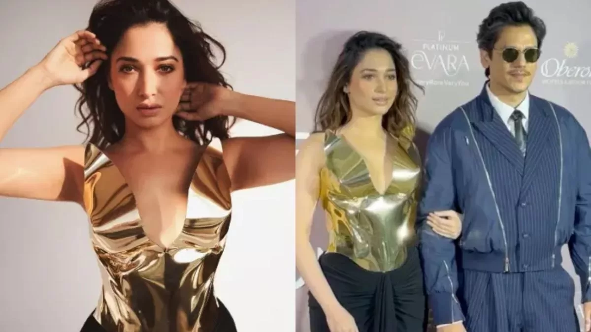 Tamannaah Bhatia Stuns at Vogue Event With Vijay Varma in Daring Golden Breastplate Ensemble