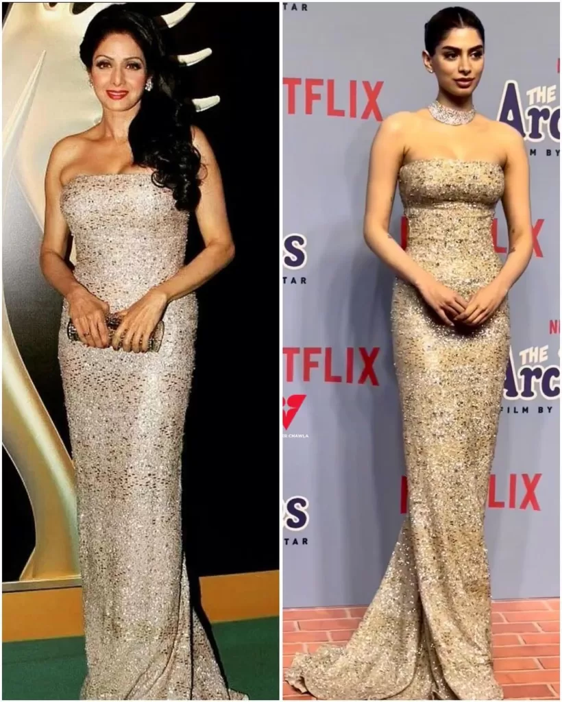 Khushi Kapoor Shines in Mom Sridevi's Golden Gown at 'The Archies' Premiere: A Heartfelt Tribute Unveiled!