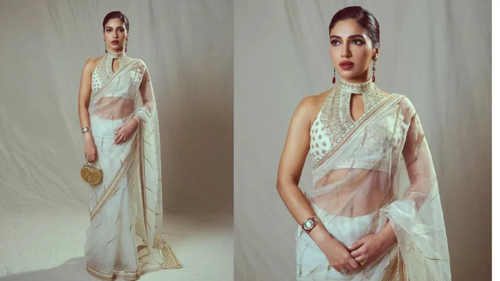 Bhumi Pednekar Stuns in White and Gold Saree Ensemble, Setting Shaadi Season Fashion Goals