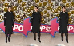 Sonam Kapoor Slays in Edgy Black Sweater Dress, Leather Gloves at POP Art Event