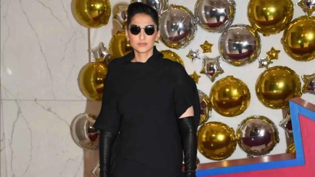 Sonam Kapoor Slays in Edgy Black Sweater Dress, Leather Gloves at POP Art Event