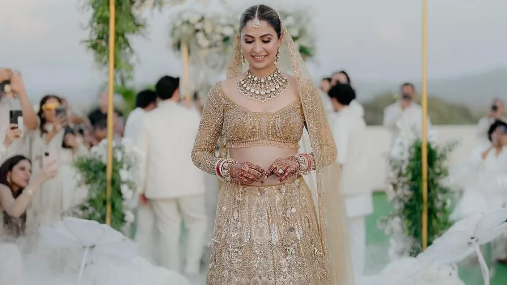 Malvika Raaj, The Young 'Poo' From 'Kabhi Khushi Kabhie Gham,' Wows In A Golden Lehenga At Her Wedding