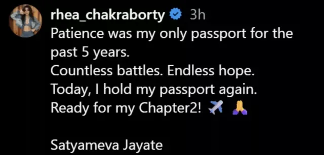 Rhea Chakraborty Instagram Post