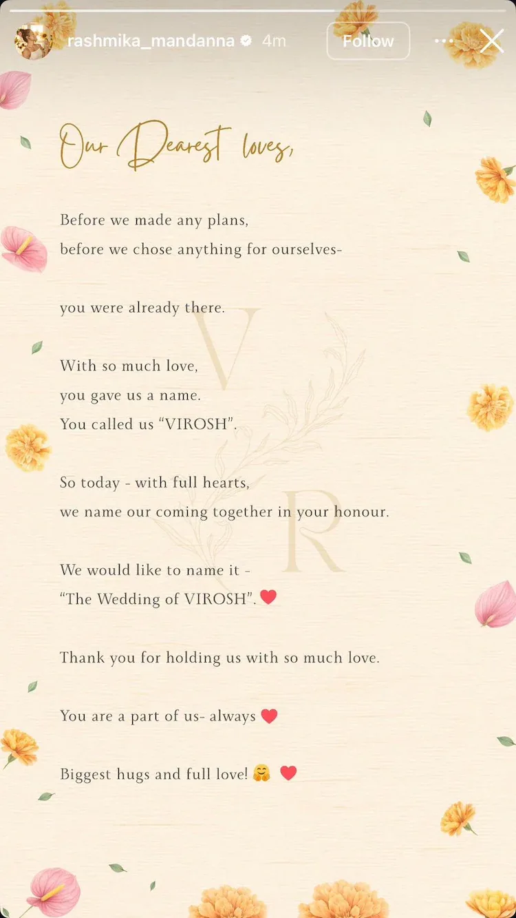 Rashmika Instagram post