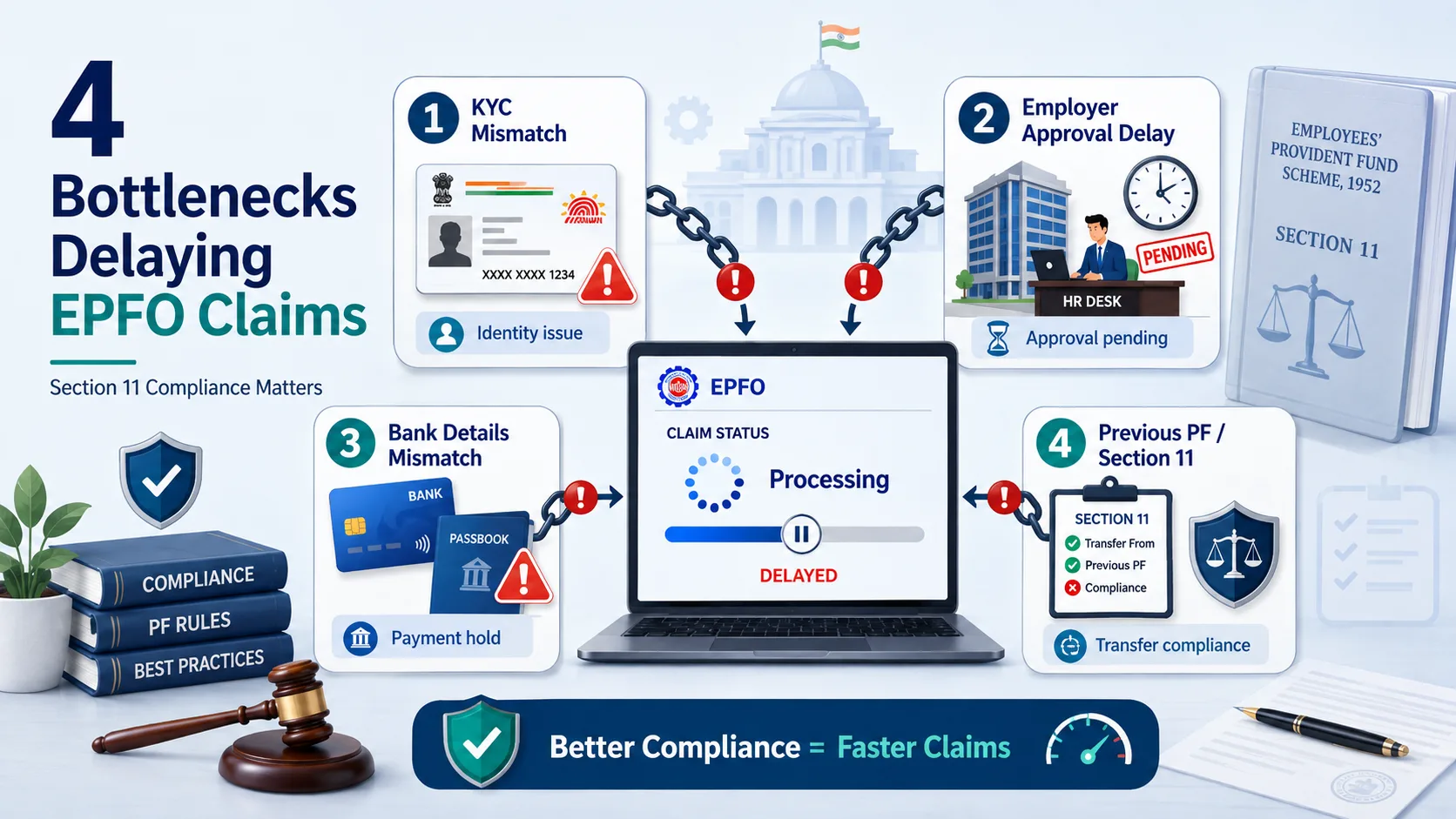4 Main Bottlenecks That Delay Your Online EPFO Claim Status (And How It Relates to Section 11 Compliance)