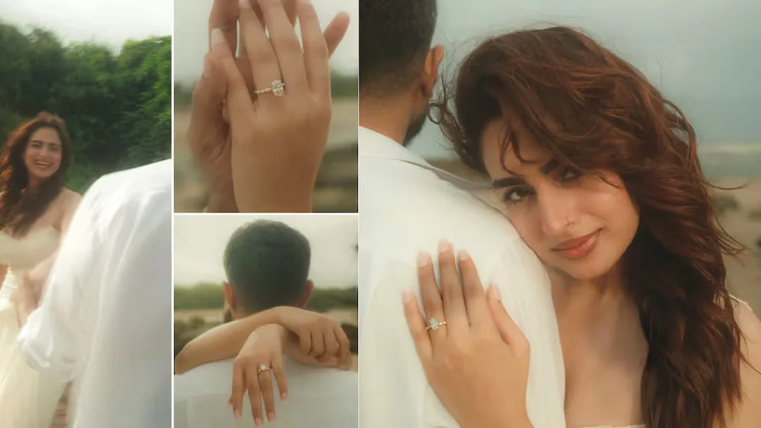 Ayesha Khan flaunt diamond ring